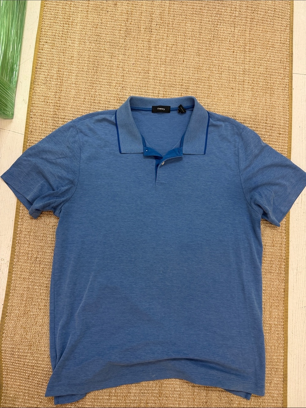 Theory Blue Heather Polo with Contrast Trim